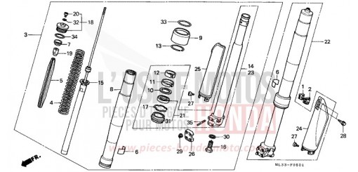 FOURCHETTE AVANT (CR500RM) CR500RM de 1991